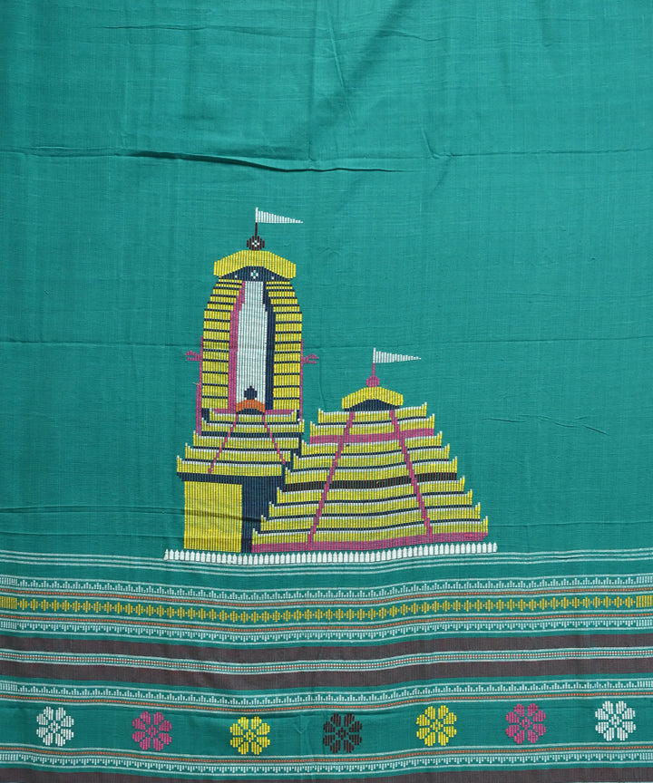 Dark Green multi colour Handmade Cotton Dhala pathara parada