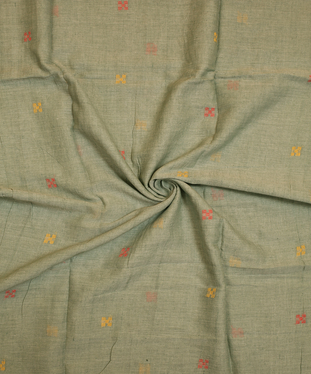 Grey blue hand woven cotton jamdani fabric