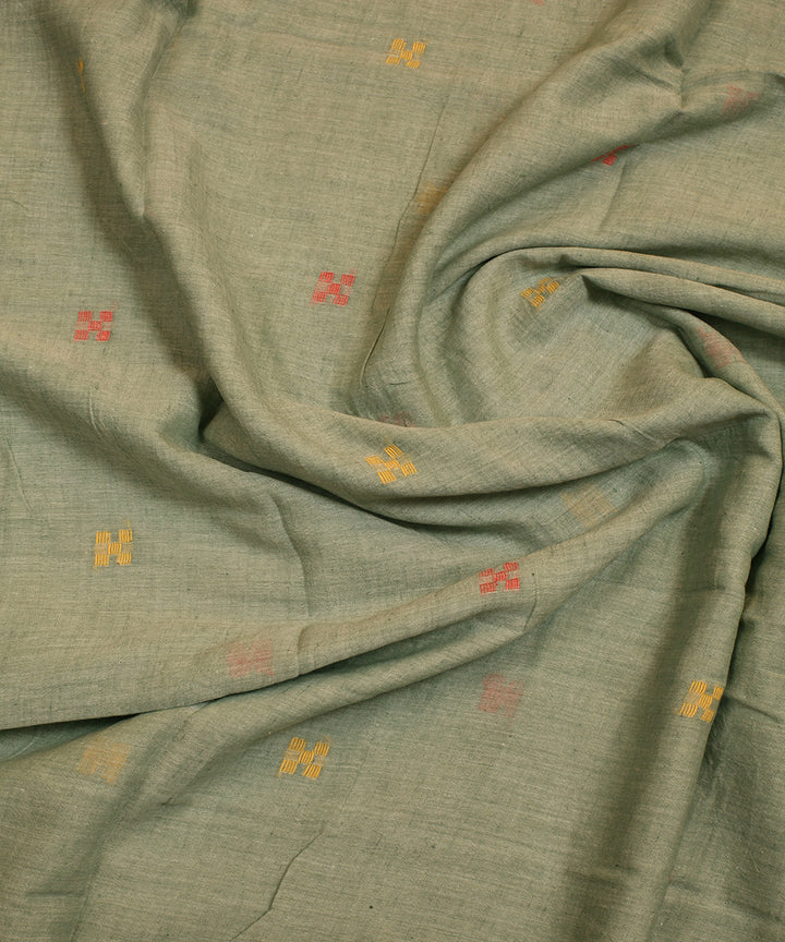 Grey blue hand woven cotton jamdani fabric