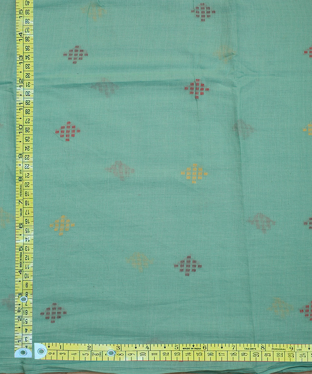 Sky blue diamond motifs handwoven cotton jamdani fabric