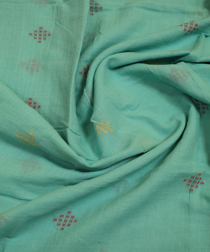 Sky blue diamond motifs handwoven cotton jamdani fabric