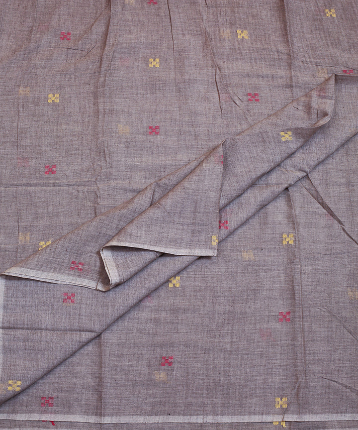 Grey handwoven cotton jamdani fabric