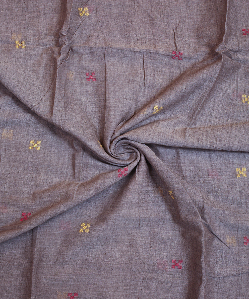 Grey handwoven cotton jamdani fabric