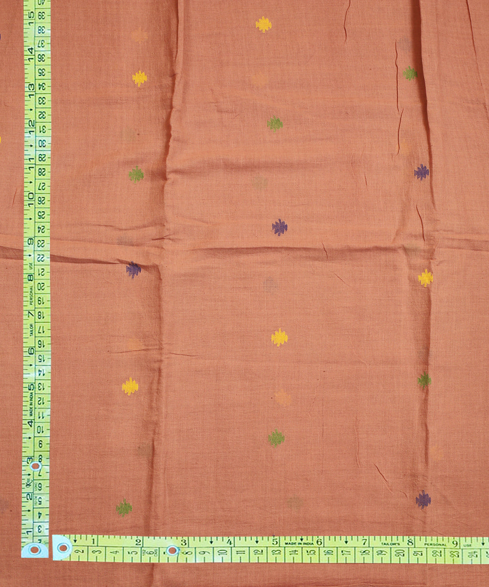 Peach handwoven cotton jamdani fabric