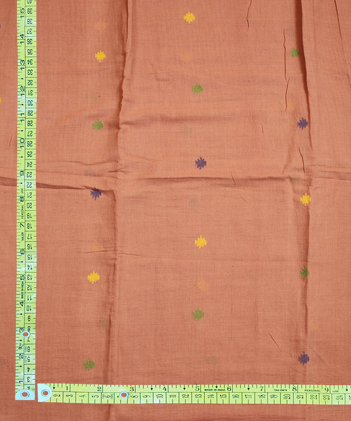 Peach handwoven cotton jamdani fabric