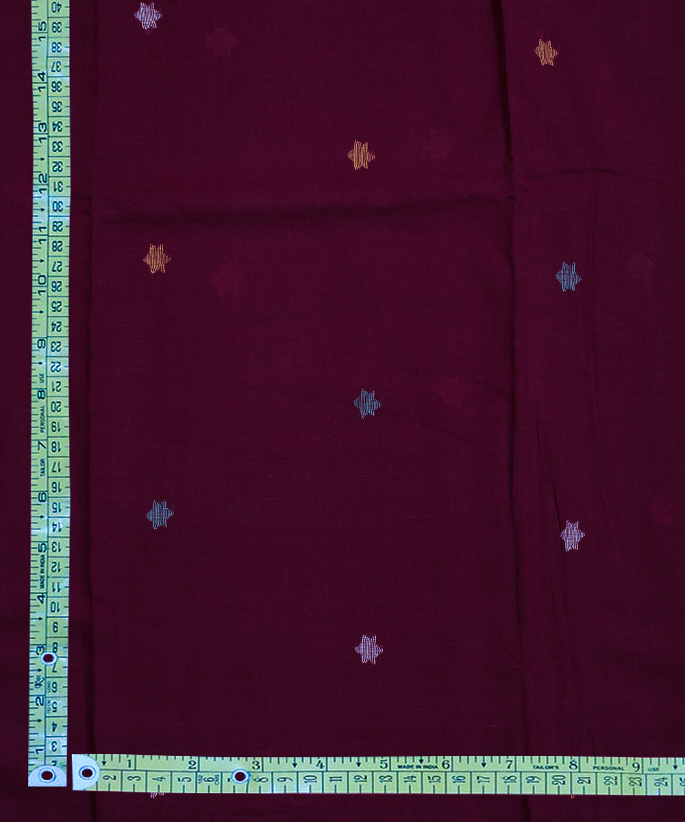 Maroon handwoven cotton jamdani fabric