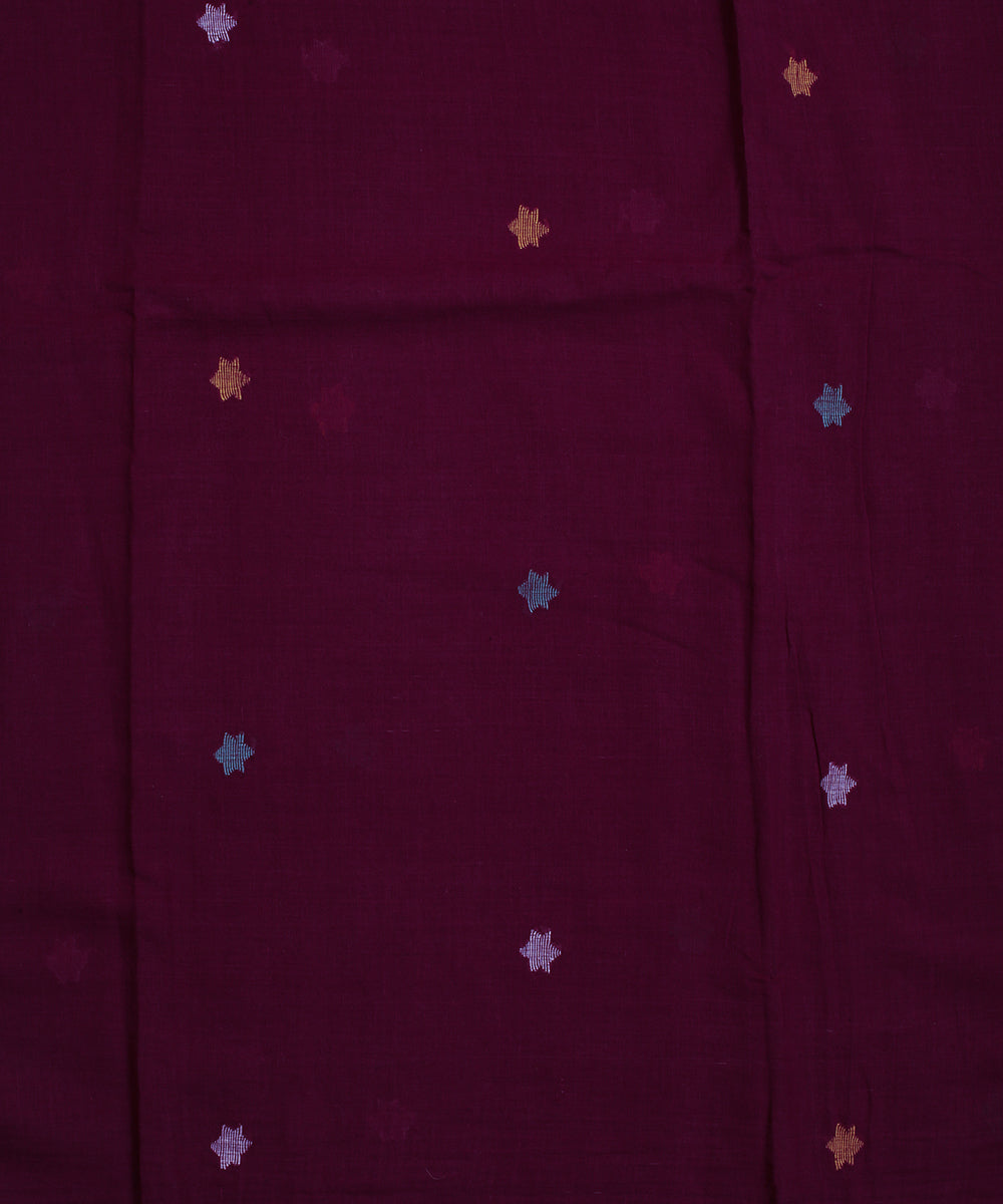 Maroon handwoven cotton jamdani fabric