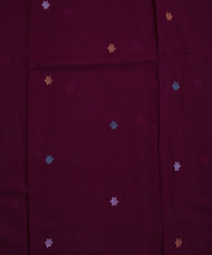 Maroon handwoven cotton jamdani fabric