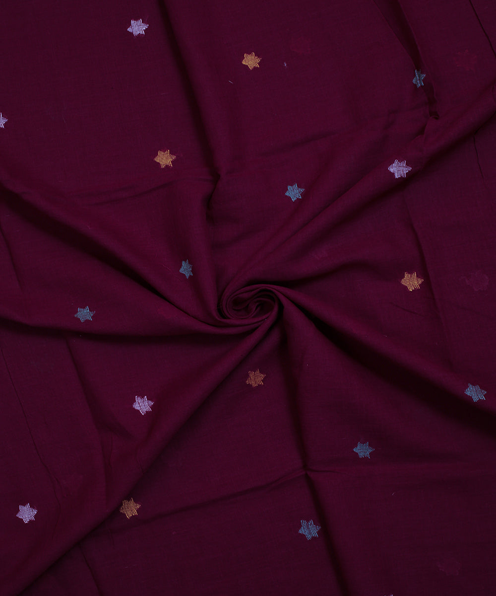 Maroon handwoven cotton jamdani fabric