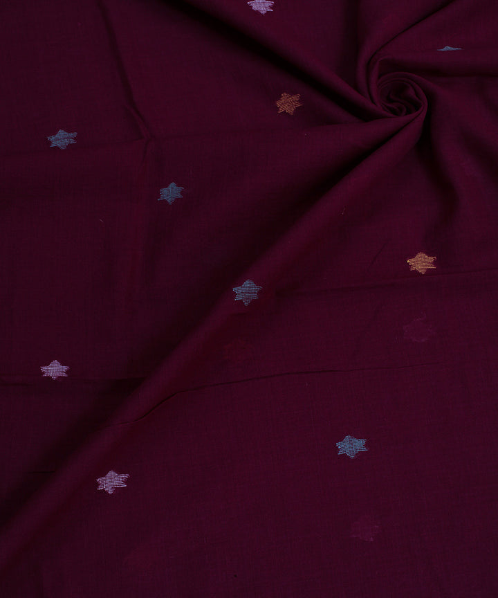 Maroon handwoven cotton jamdani fabric