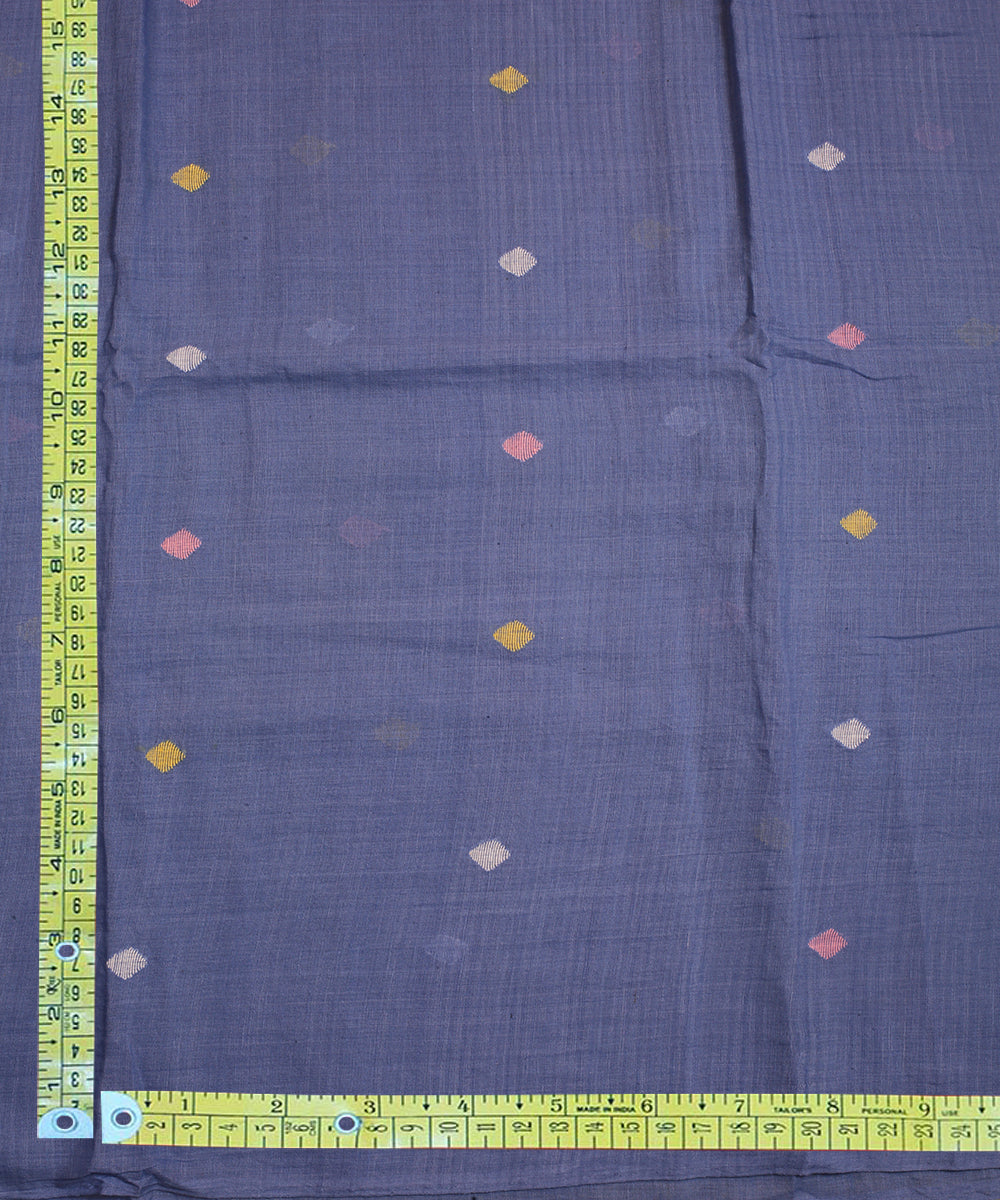 Bright blue handwoven cotton jamdani fabric