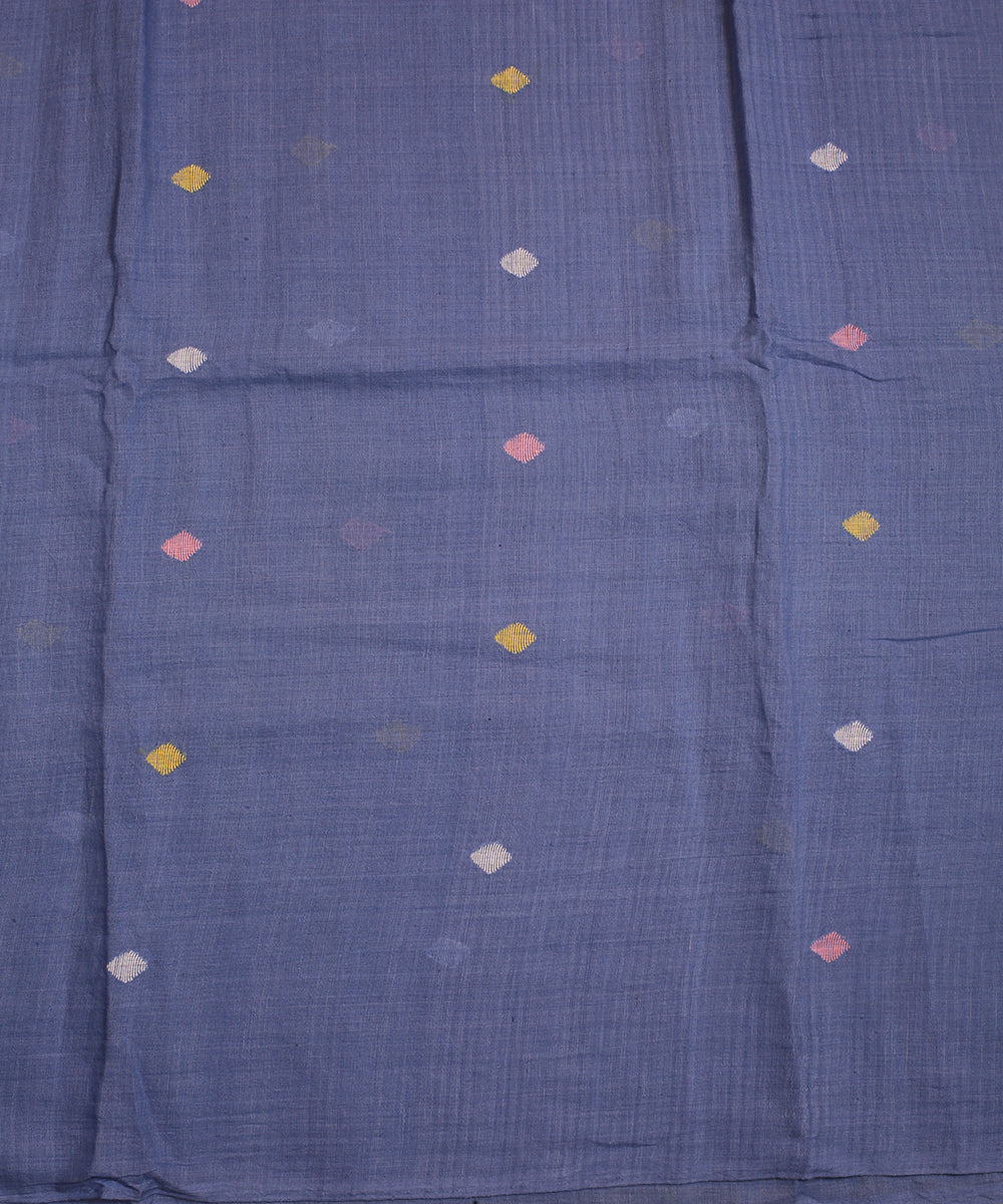 Bright blue handwoven cotton jamdani fabric