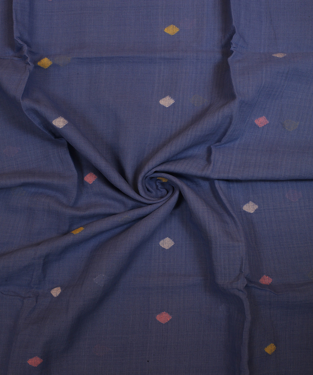 Bright blue handwoven cotton jamdani fabric