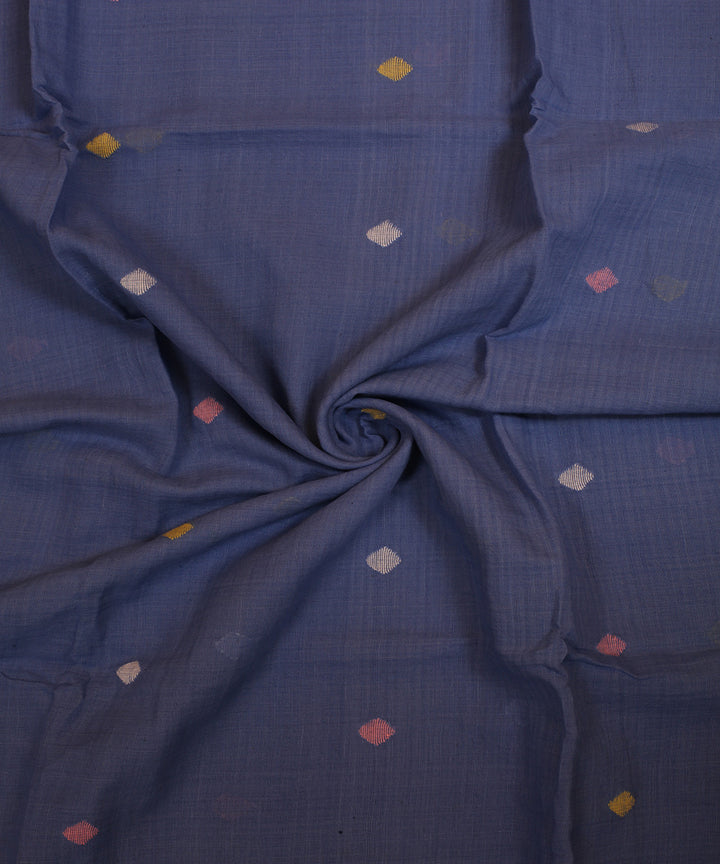 Bright blue handwoven cotton jamdani fabric