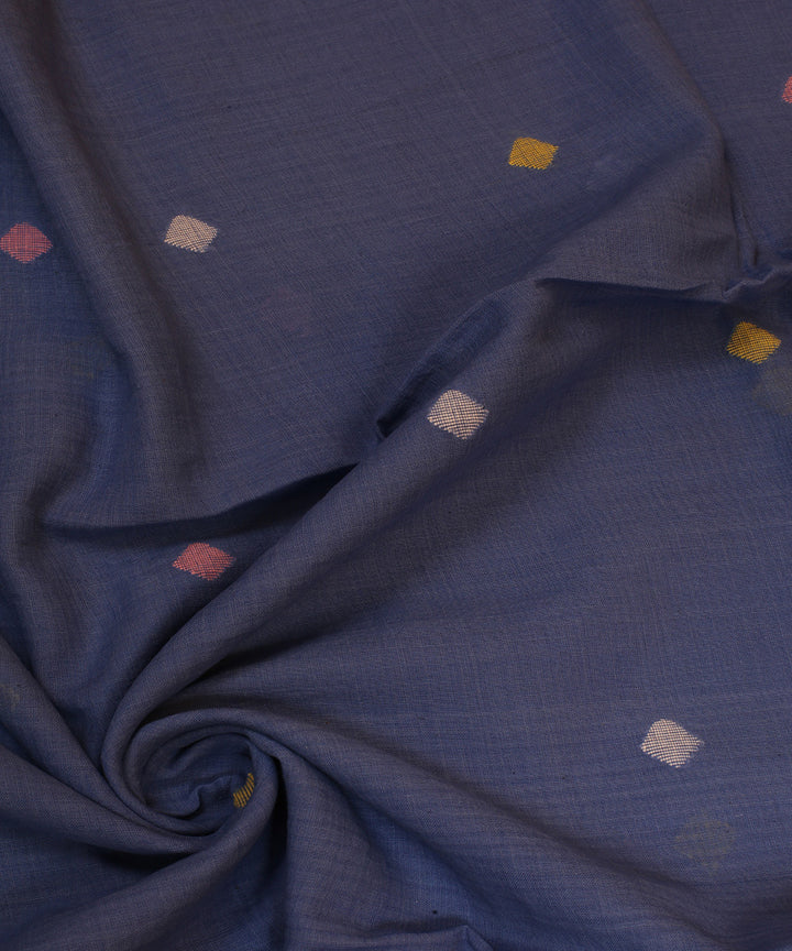 Bright blue handwoven cotton jamdani fabric