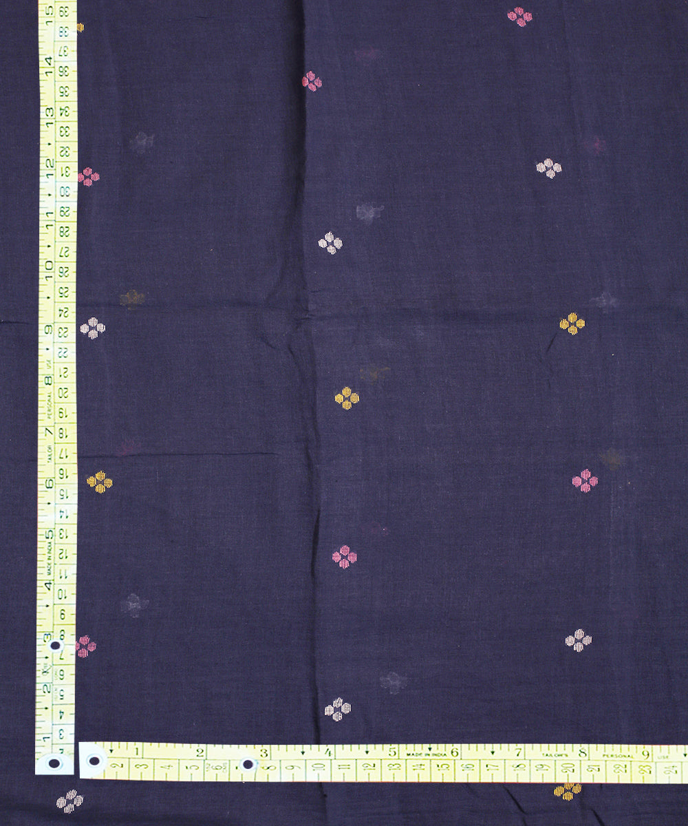 Dark blue hand woven cotton jamdani fabric