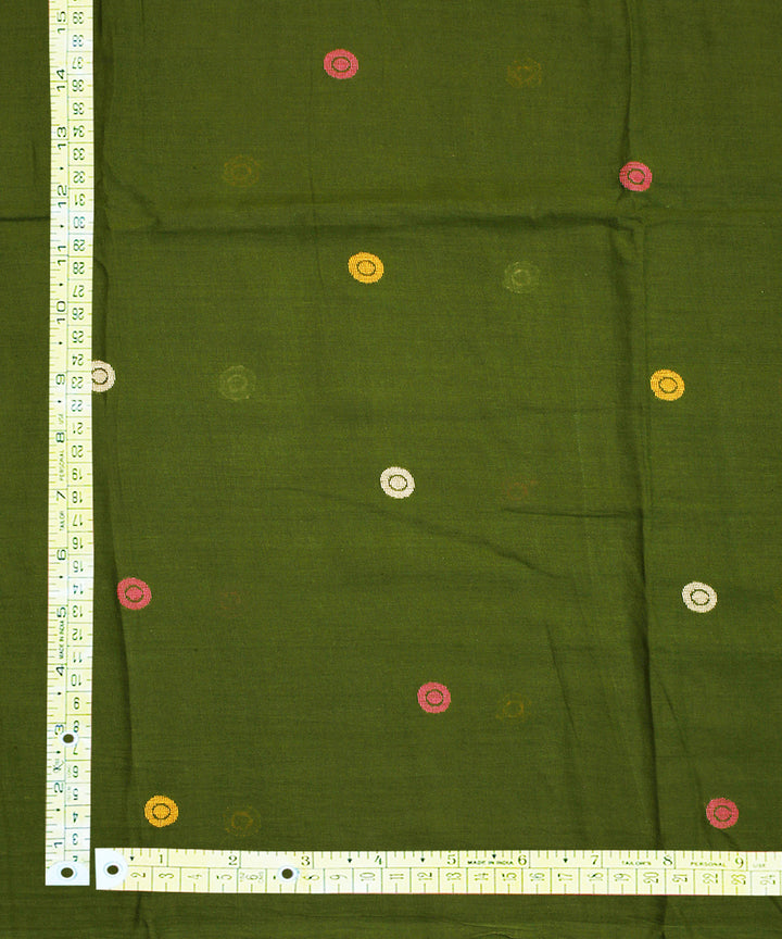 Olive handwoven cotton jamdani fabric