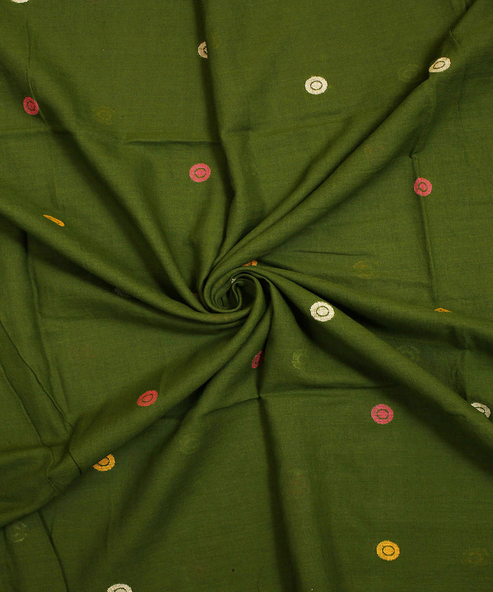 Olive handwoven cotton jamdani fabric