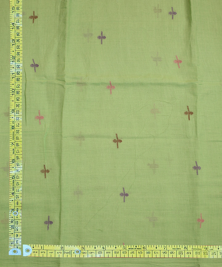 Sea green handwoven cotton jamdani fabric