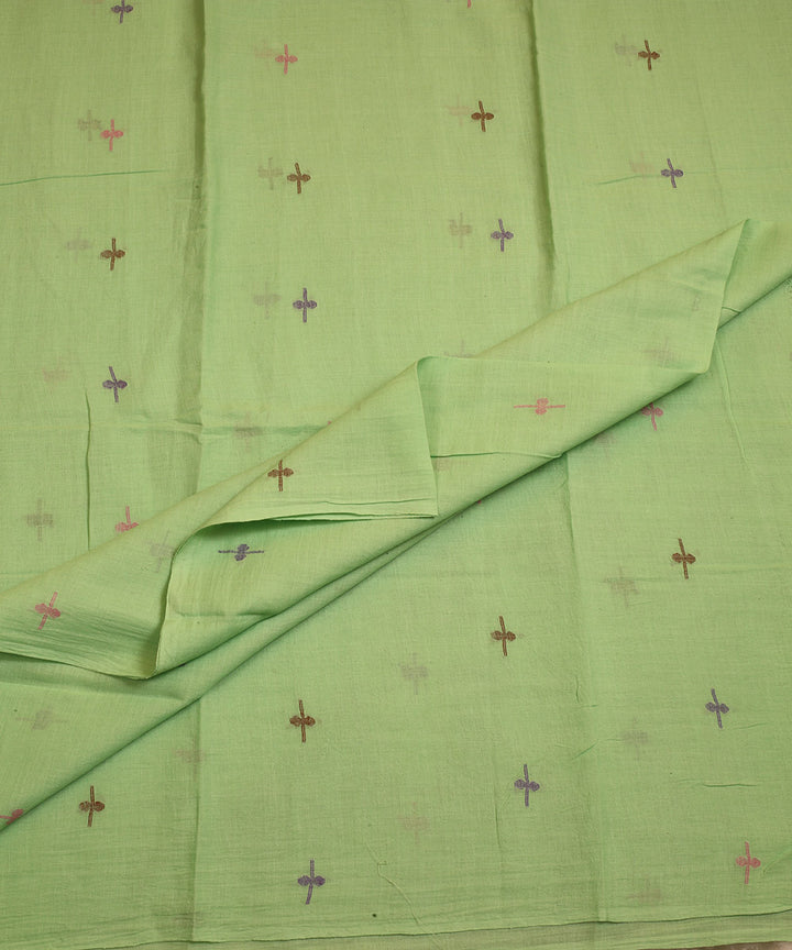 Sea green handwoven cotton jamdani fabric