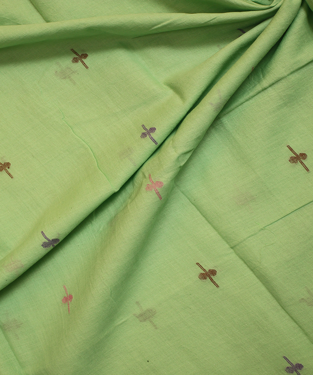 Sea green handwoven cotton jamdani fabric