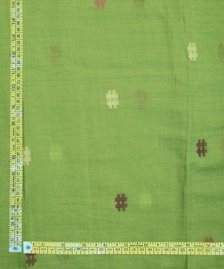 Green hand woven cotton jamdani fabric