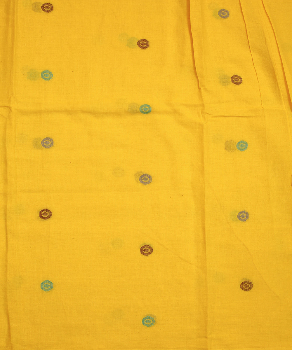 Yellow handwoven cotton jamdani fabric