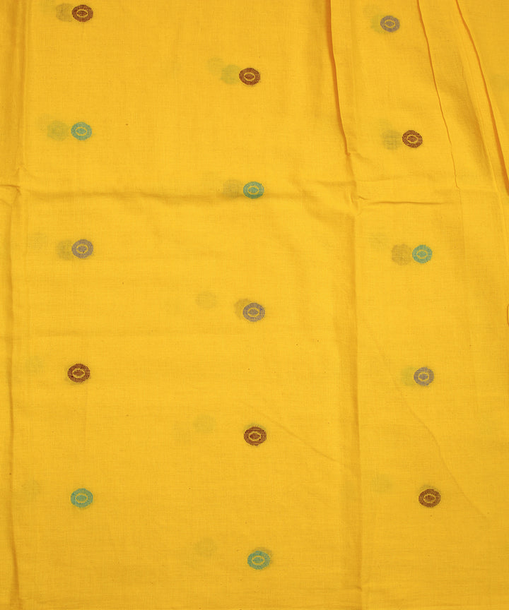 Yellow handwoven cotton jamdani fabric