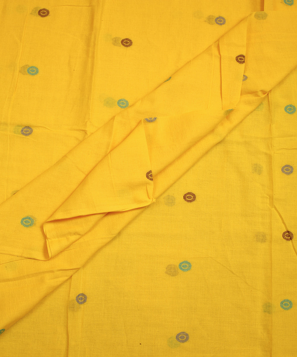 Yellow handwoven cotton jamdani fabric