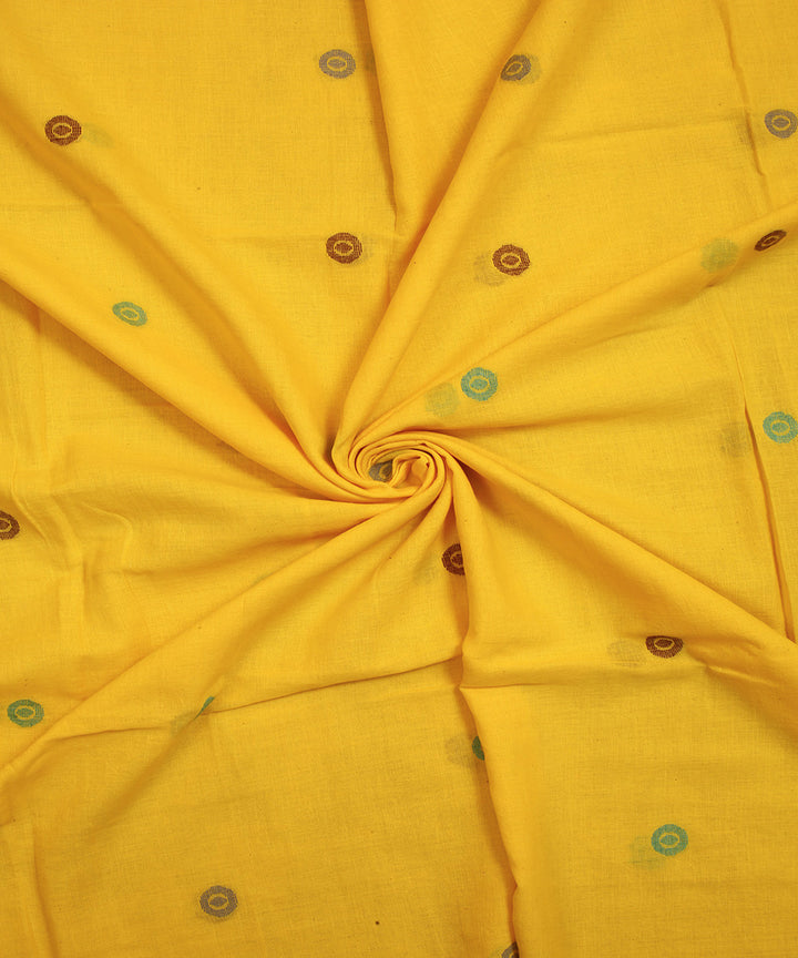 Yellow handwoven cotton jamdani fabric