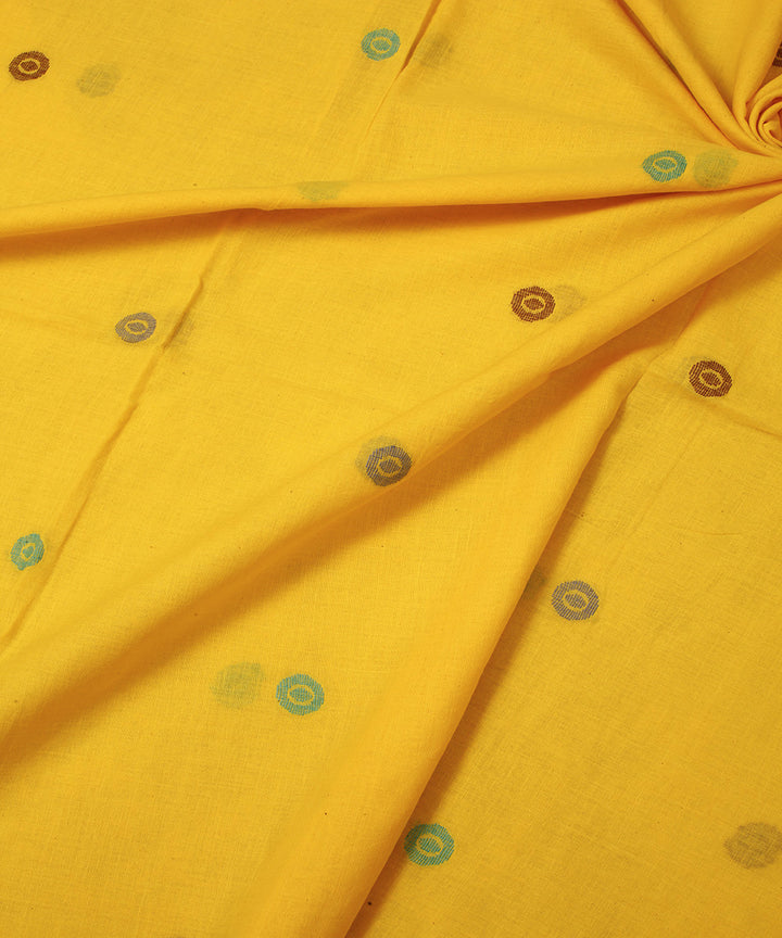 Yellow handwoven cotton jamdani fabric