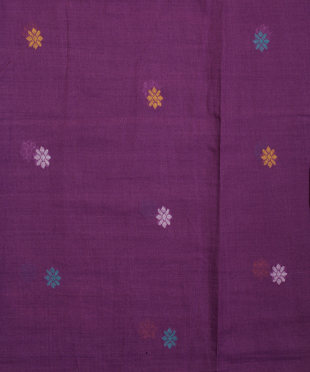 Purple handwoven cotton jamdani fabric