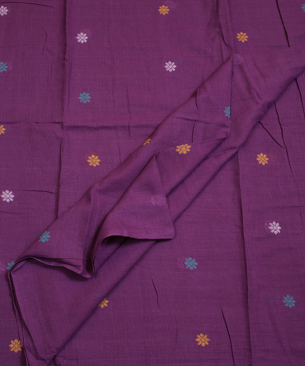 Purple handwoven cotton jamdani fabric