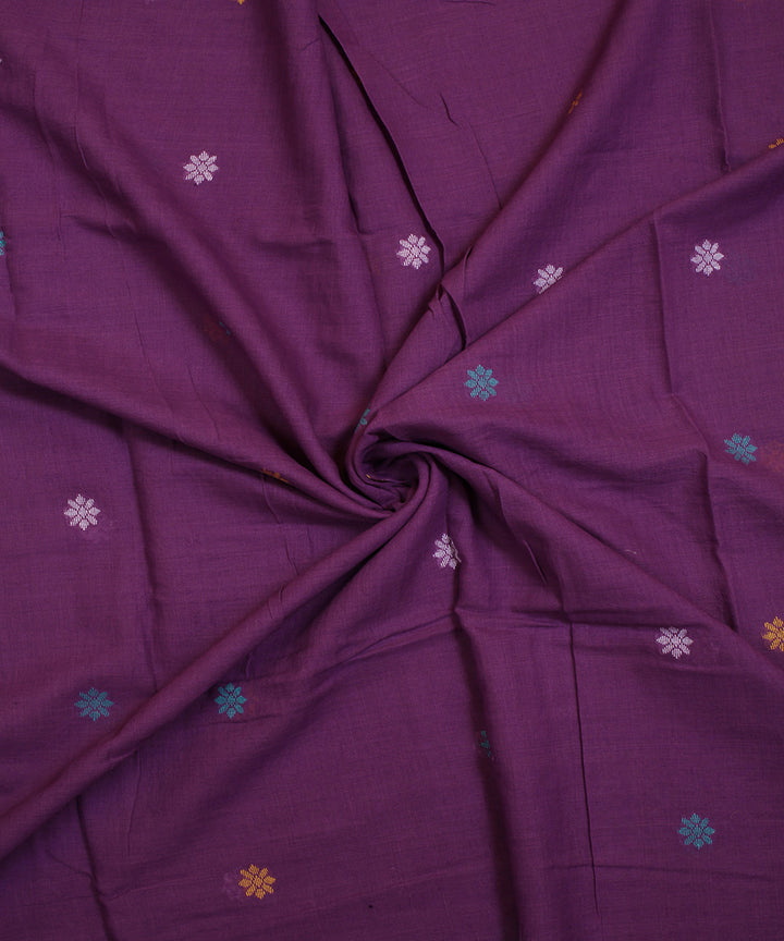 Purple handwoven cotton jamdani fabric