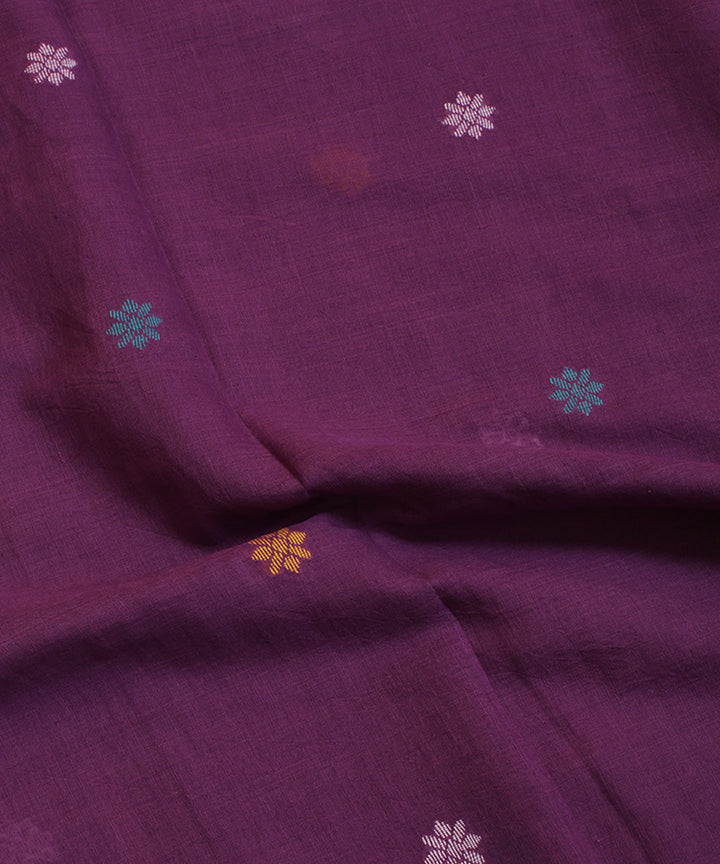 Purple handwoven cotton jamdani fabric