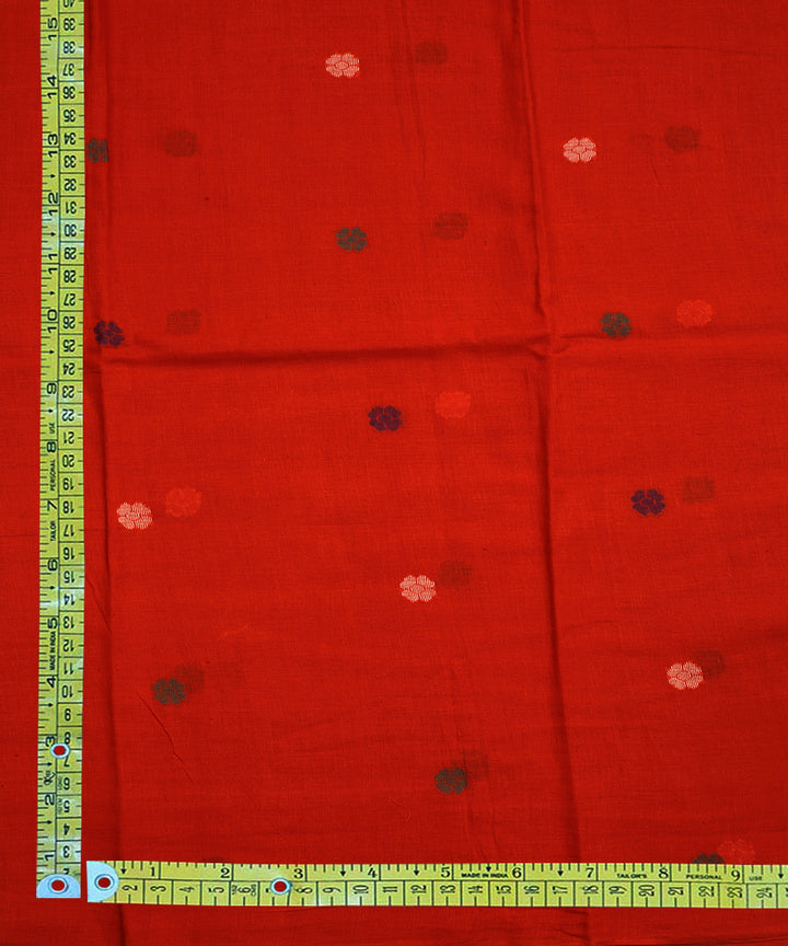 Orange red handwoven cotton jamdani fabric