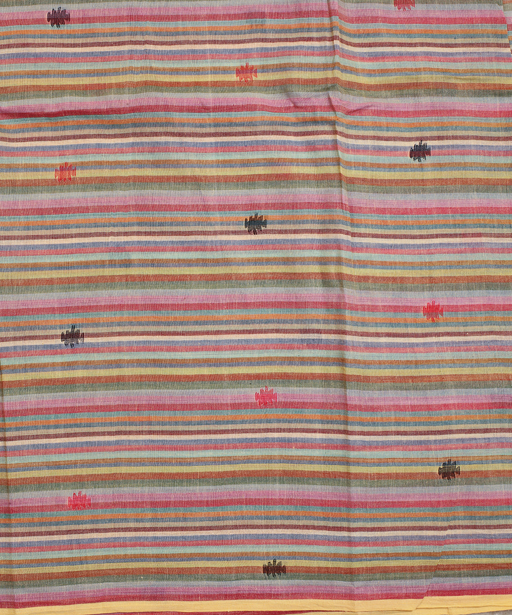 Multicolor handwoven cotton jamdani fabric