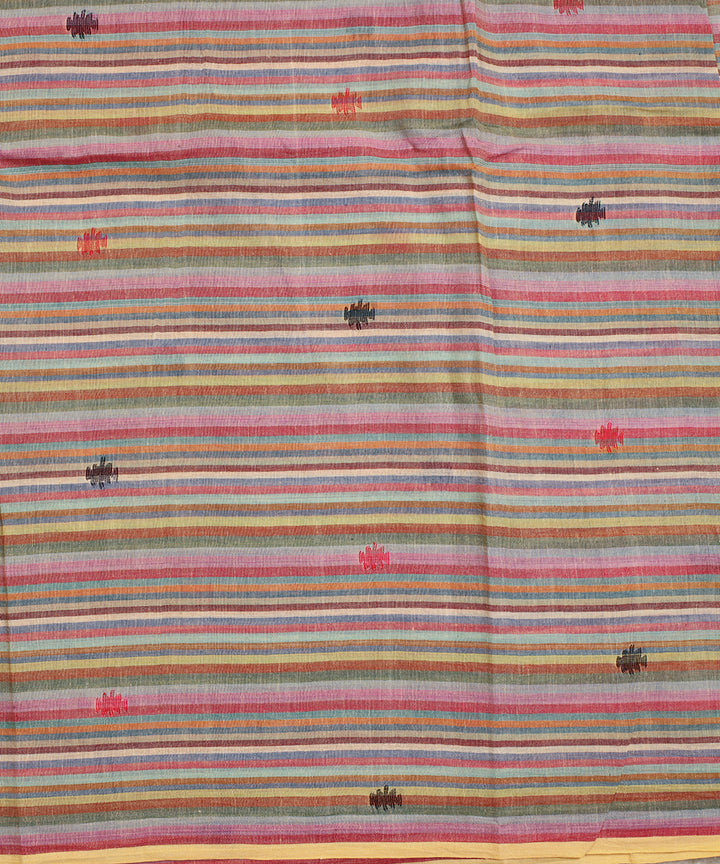 Multicolor handwoven cotton jamdani fabric