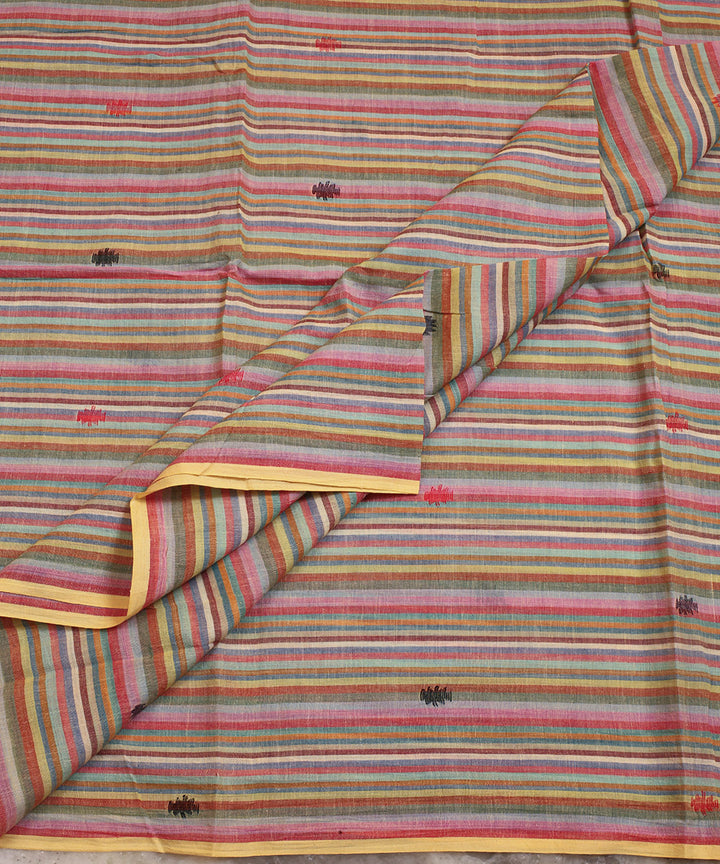 Multicolor handwoven cotton jamdani fabric