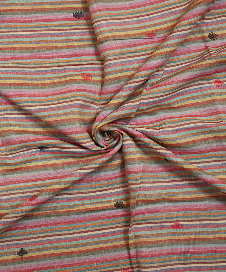 Multicolor handwoven cotton jamdani fabric