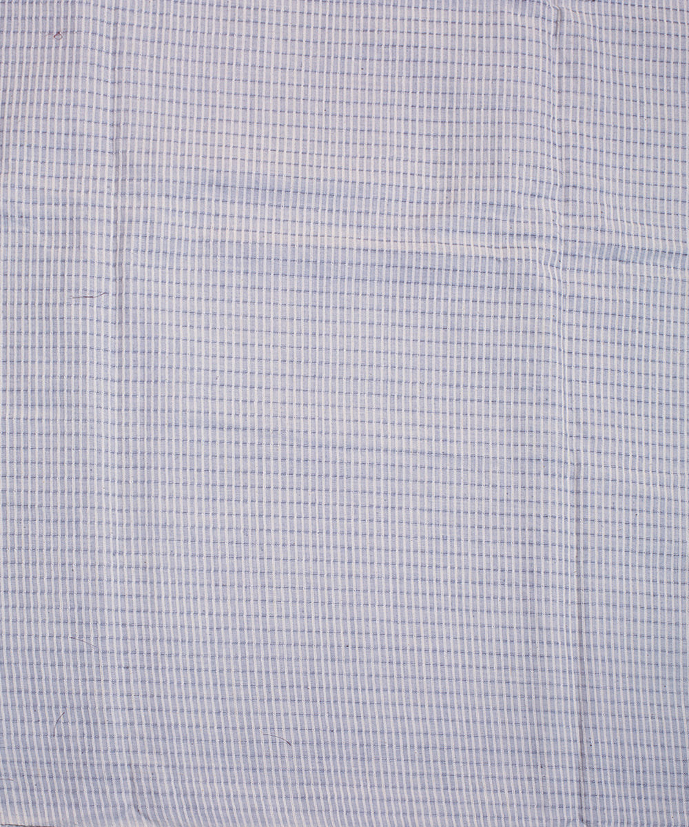 Grey white striped handwoven bengal cotton fabric