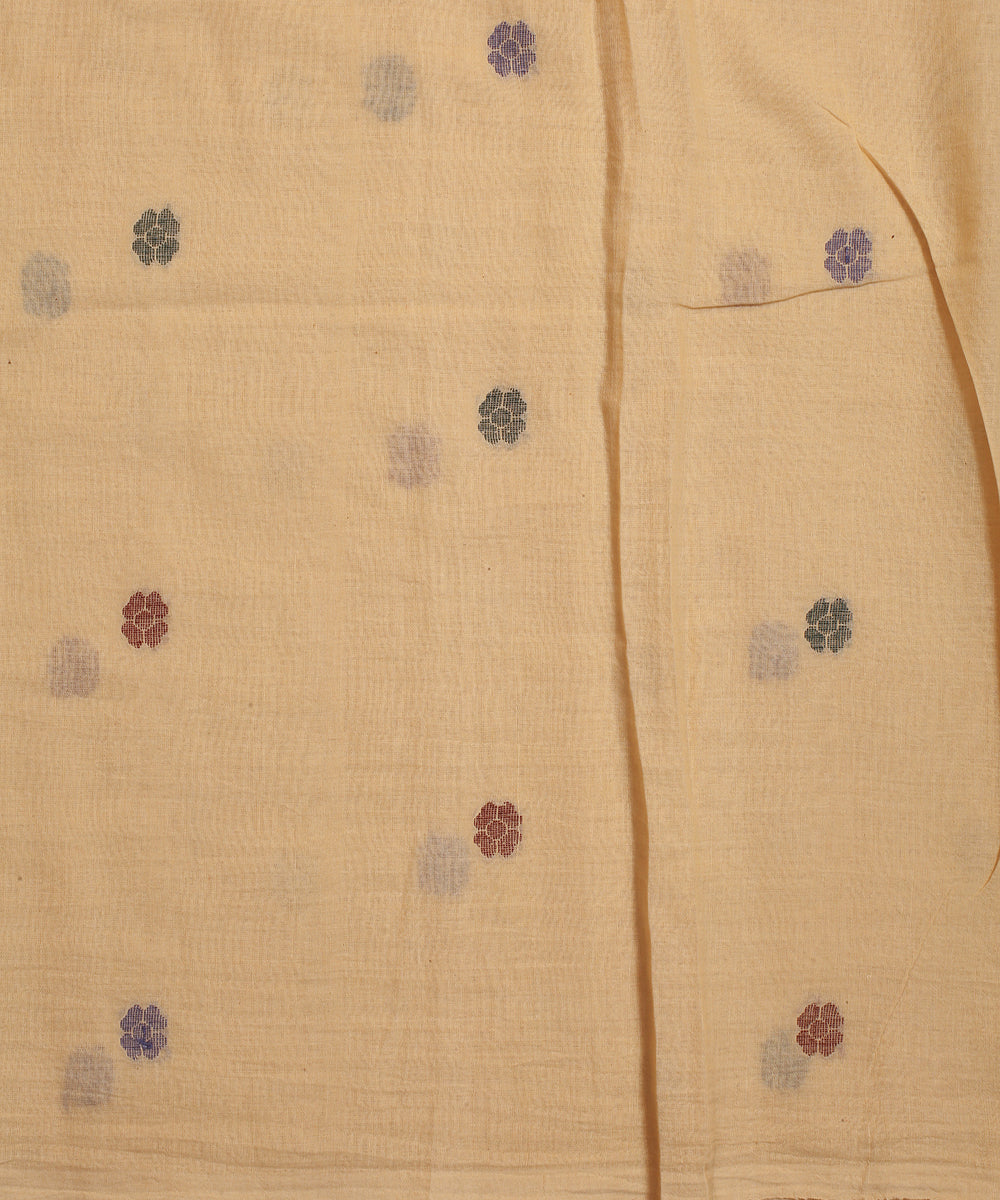 Creamy handwoven cotton jamdani fabric