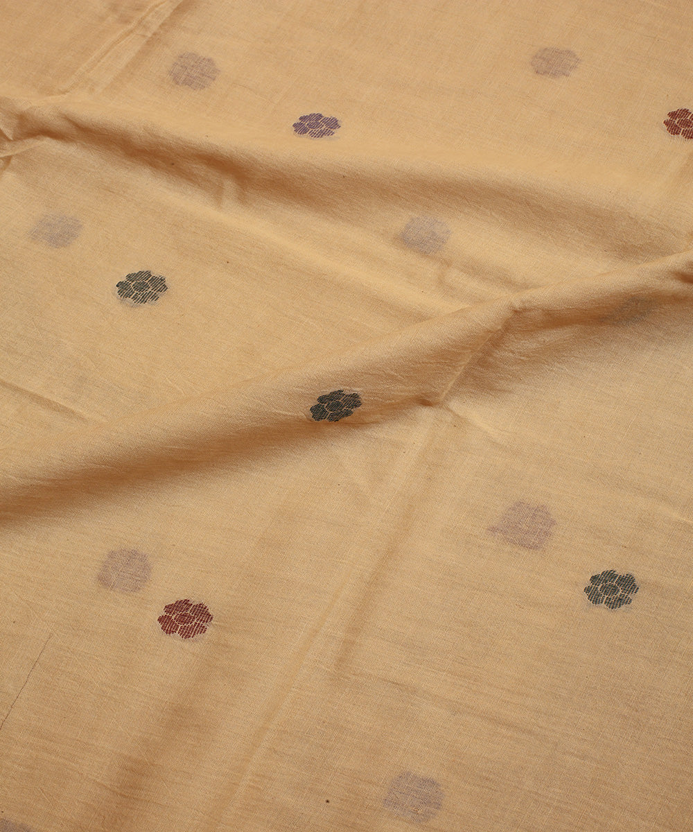 Creamy handwoven cotton jamdani fabric