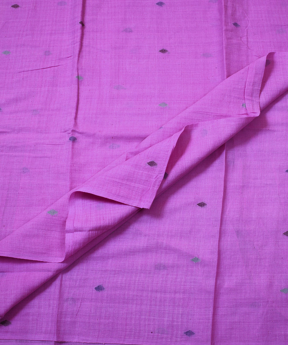 Light pink handwoven cotton jamdani fabric