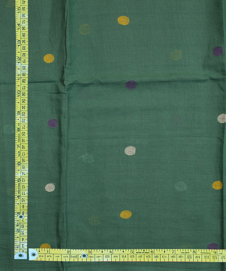 Green handwoven cotton big butti jamdani fabric