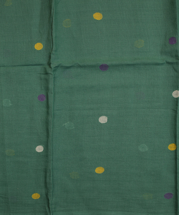 Green handwoven cotton big butti jamdani fabric