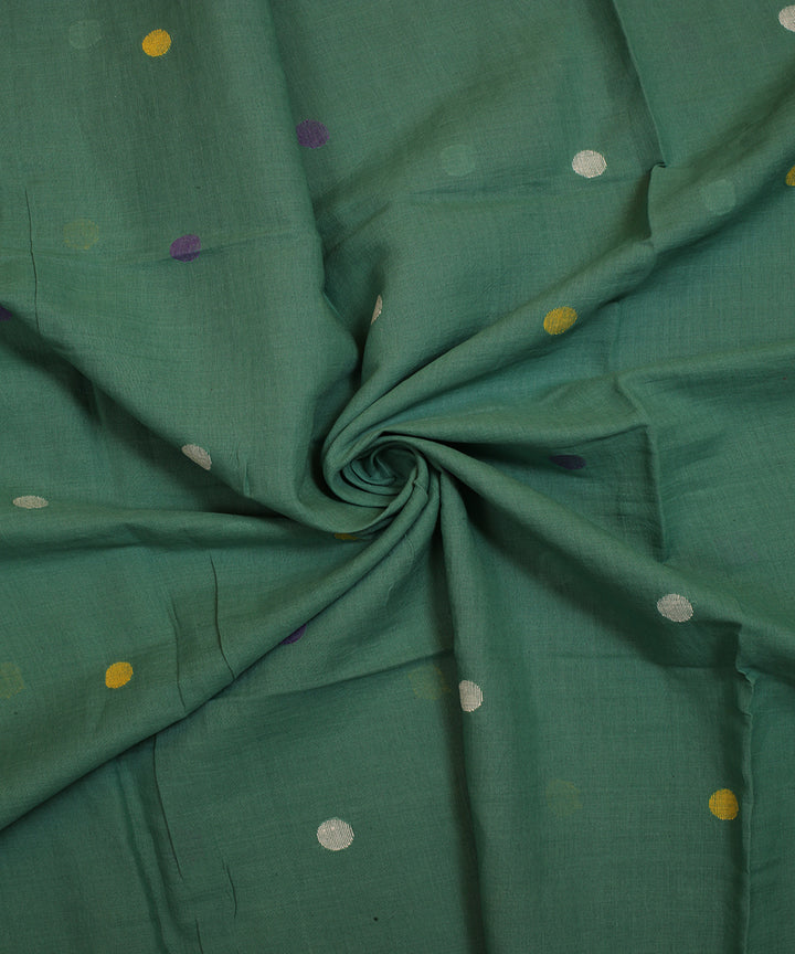 Green handwoven cotton big butti jamdani fabric