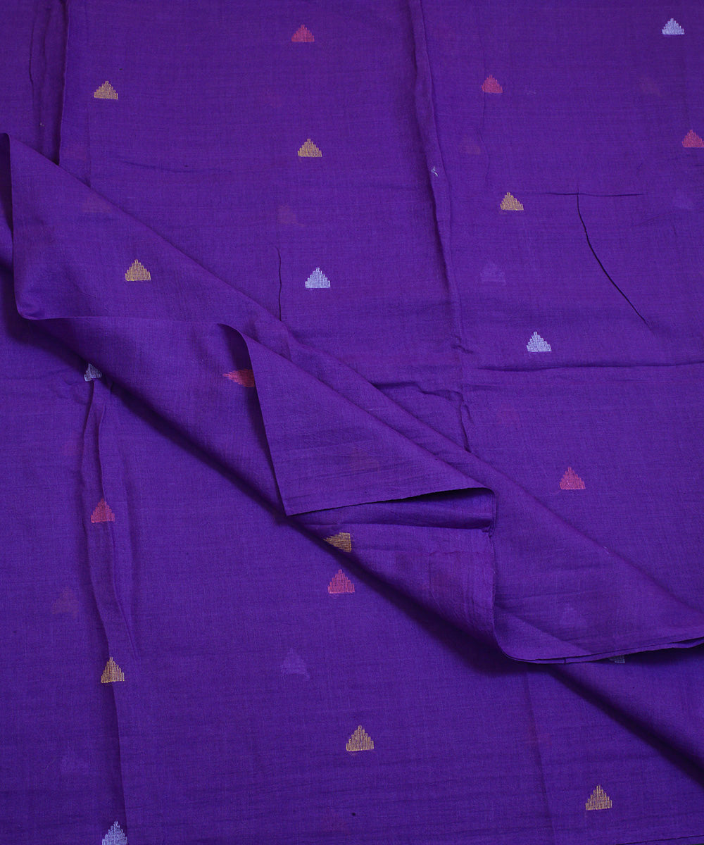 Purple hand woven cotton jamdani fabric