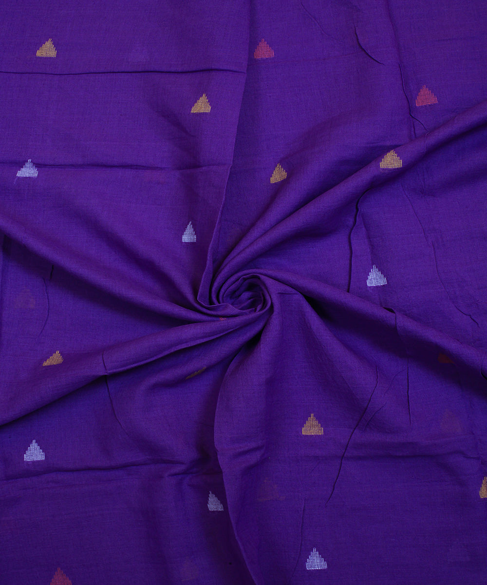 Purple hand woven cotton jamdani fabric