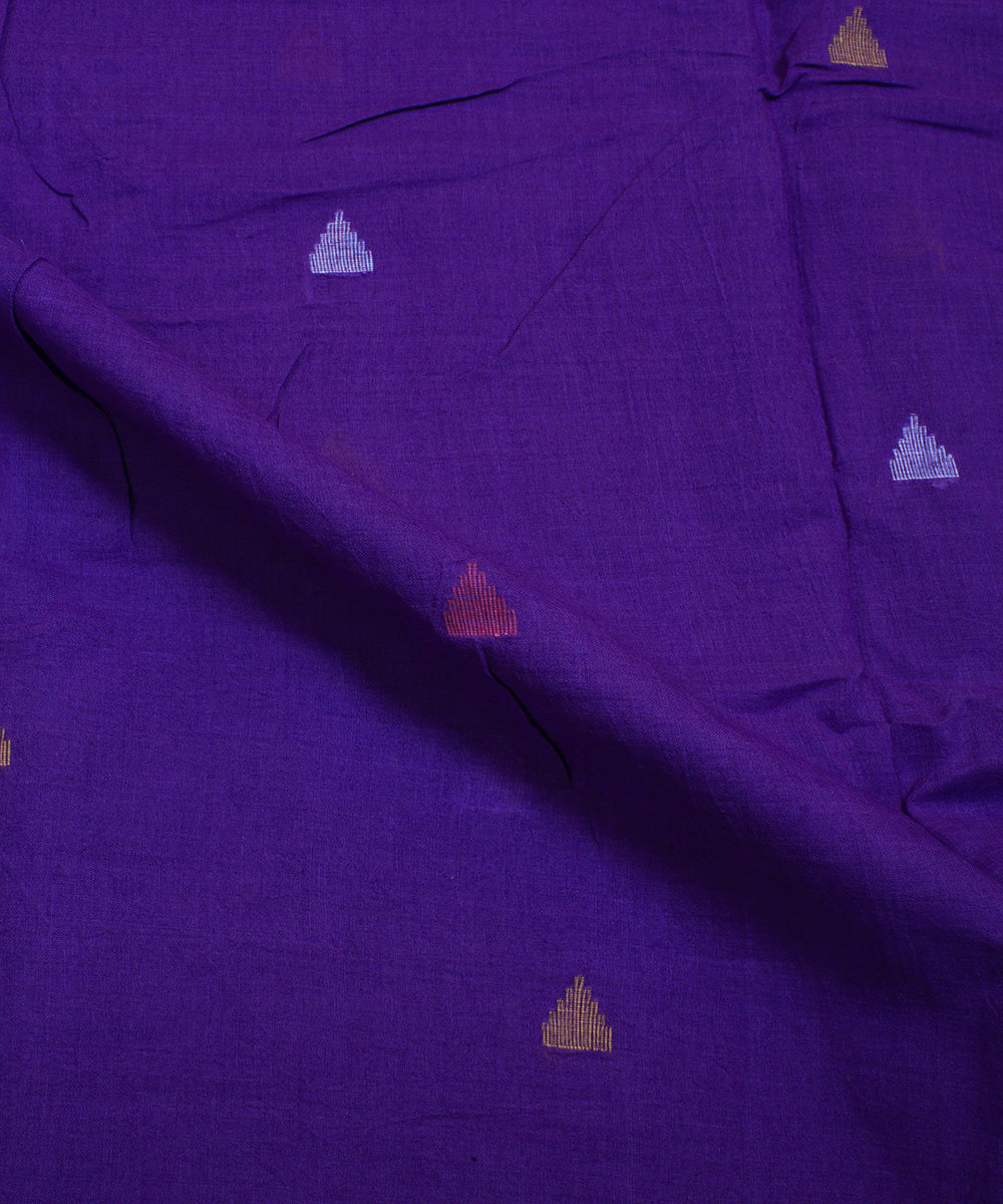 Purple hand woven cotton jamdani fabric